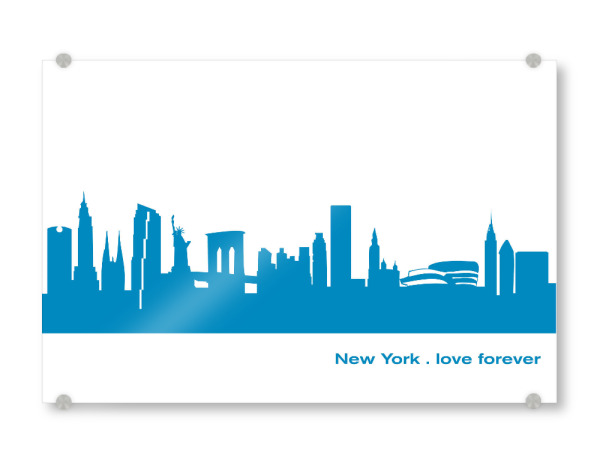 Acrylglasbild "NEW YORK 05 Skyline Print monochrome Teal" artboxONE - Städte / New York,Abstrakt,Architektur