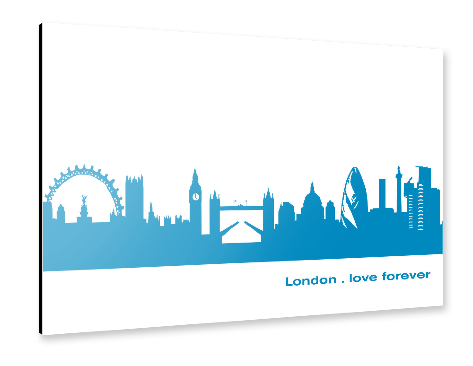 Alu-Dibond "LONDON 05 Skyline Print monochrome Teal" 30x20 cm artboxONE