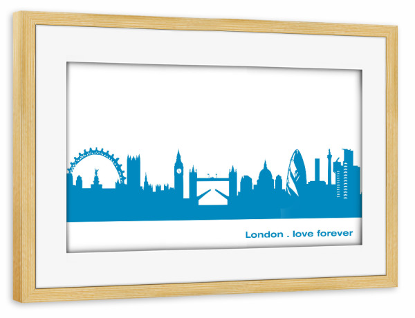 Poster mit Rahmen kiefer "LONDON 05 Skyline Print monochrome Teal" artboxONE - Städte,Städte / London,Abstrakt,Architektur