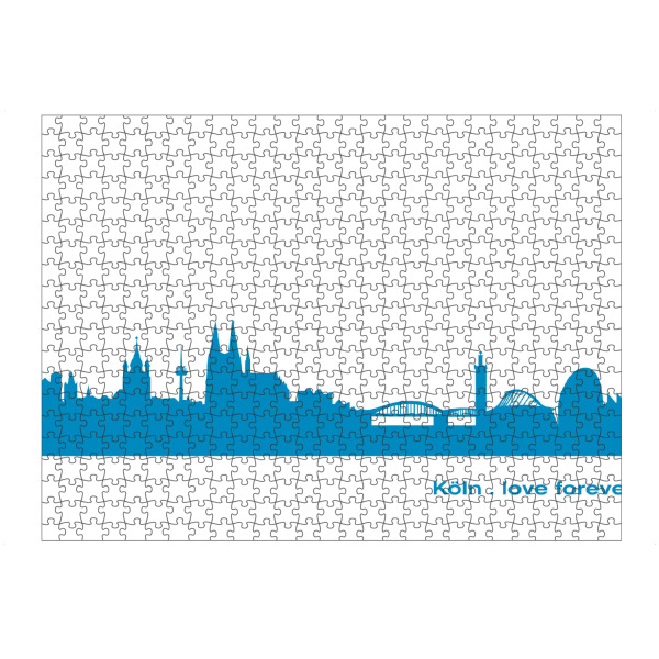 artboxONE Puzzle "KÖLN 05 Skyline Print monochrome Teal" artboxONE - Städte,Städte / Köln,Architektur