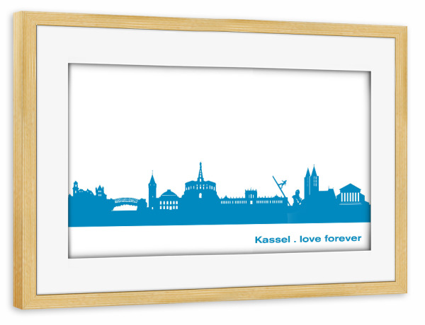 Poster mit Rahmen kiefer "KASSEL 05 Skyline Print monochrome Teal" artboxONE - Städte,Abstrakt,Architektur,Städte / Weitere