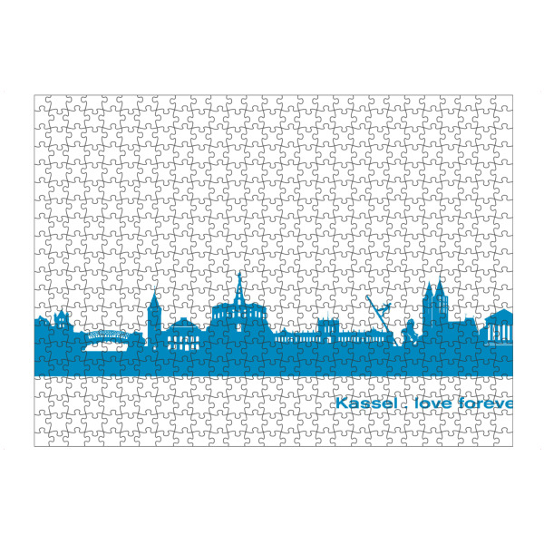 artboxONE Puzzle "KASSEL 05 Skyline Print monochrome Teal" artboxONE - Städte,Abstrakt,Architektur,Städte / Weitere