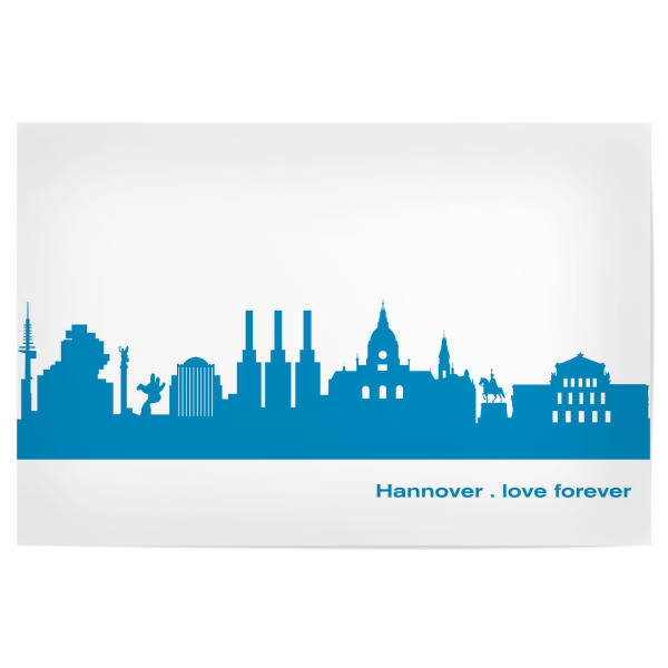 Poster 30x20 cm "HANNOVER 05 Skyline Print monochrome Teal" artboxONE - Städte,Abstrakt,Architektur,Städte / Weitere