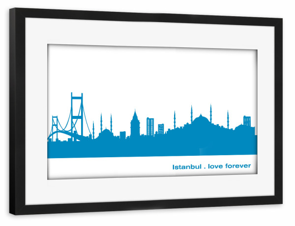 Poster mit Rahmen schwarz "ISTANBUL 05 Skyline Print monochrome Teal" artboxONE - Städte,Abstrakt,Architektur,Städte / Istanbul