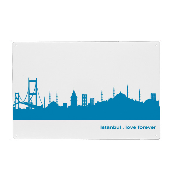 Metall Poster "ISTANBUL 05 Skyline Print monochrome Teal" artboxONE - Städte,Abstrakt,Architektur,Städte / Istanbul