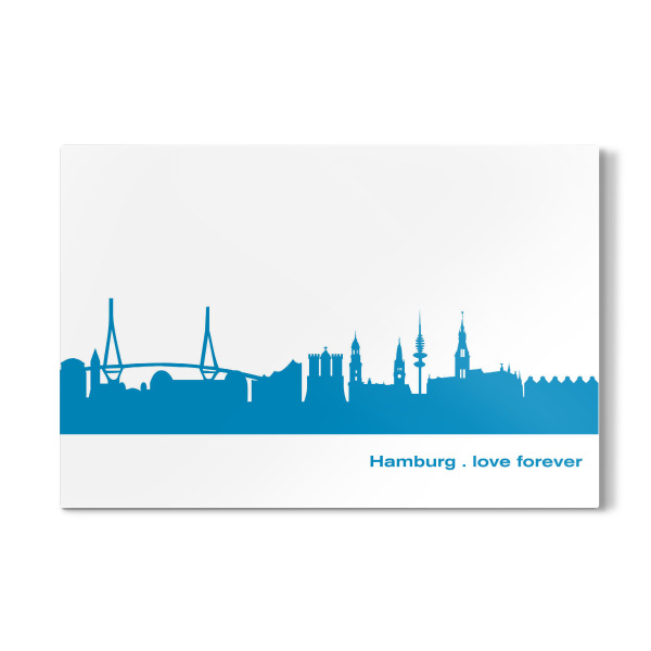 Galerie-Print "HAMBURG 05 Skyline Print monochrome Teal" 30x20 cm artboxONE