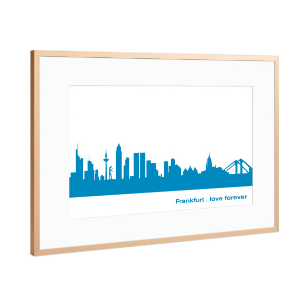 Poster mit Rahmen Kupfer "FRANKFURT 05 Skyline Print monochrome Teal" artboxONE - Städte,Abstrakt,Architektur,Städte / Frankfurt