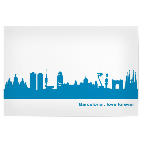 Poster "BARCELONA 05 Skyline Print monochrome Teal" artboxONE - Städte,Abstrakt,Architektur,Städte / Barcelona