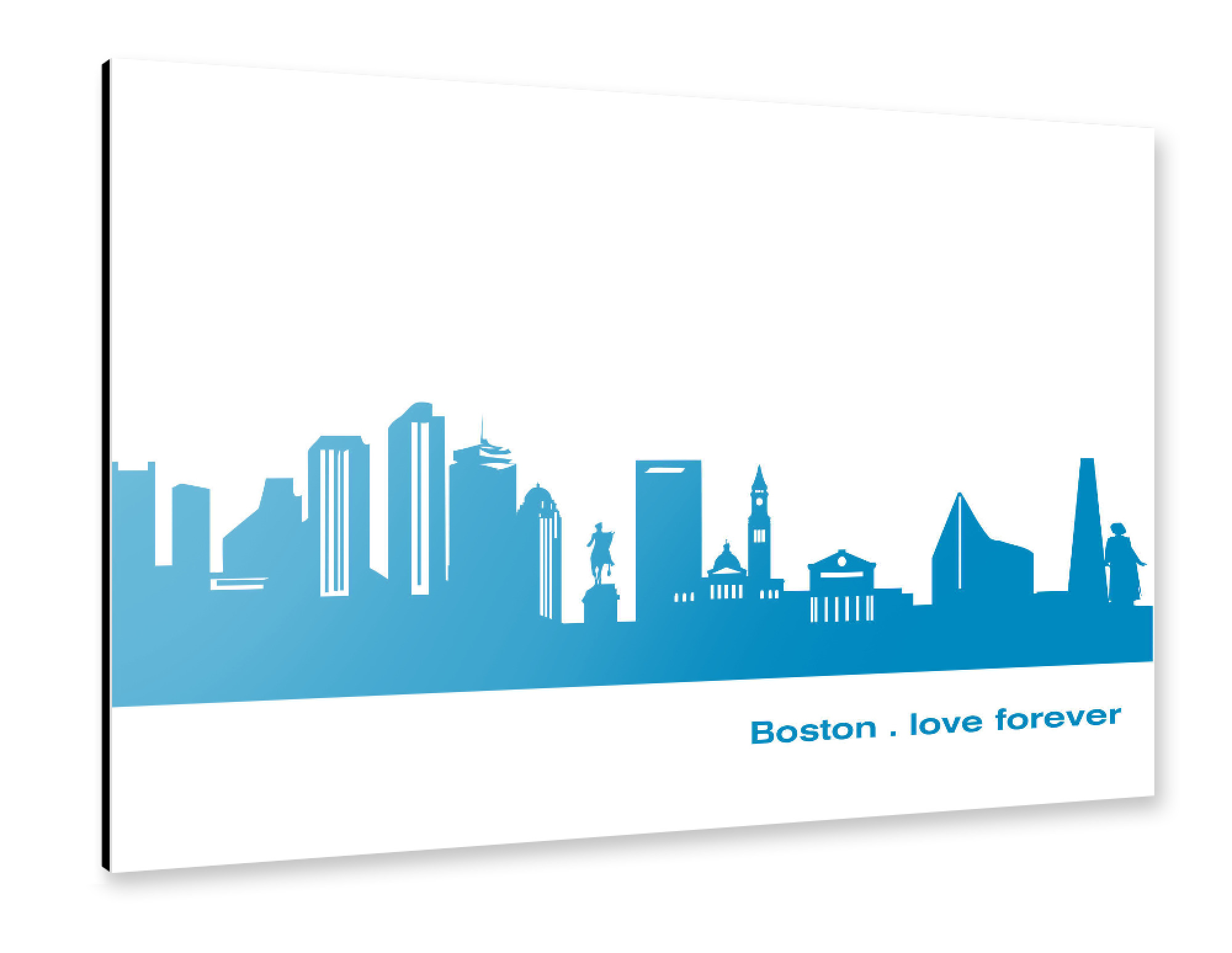 Alu-Dibond "BOSTON 05 Skyline Print monochrome Teal" 75x50 cm artboxONE