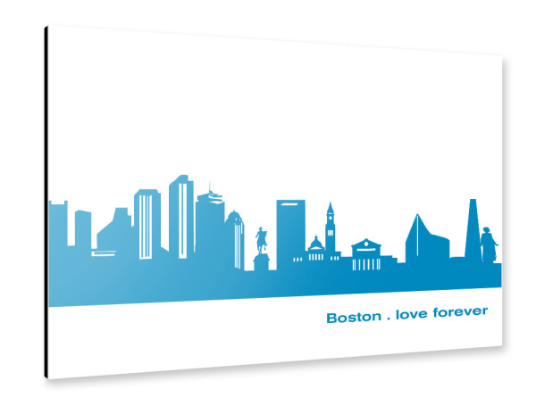 Alu-Dibond "BOSTON 05 Skyline Print monochrome Teal" 30x20 cm artboxONE