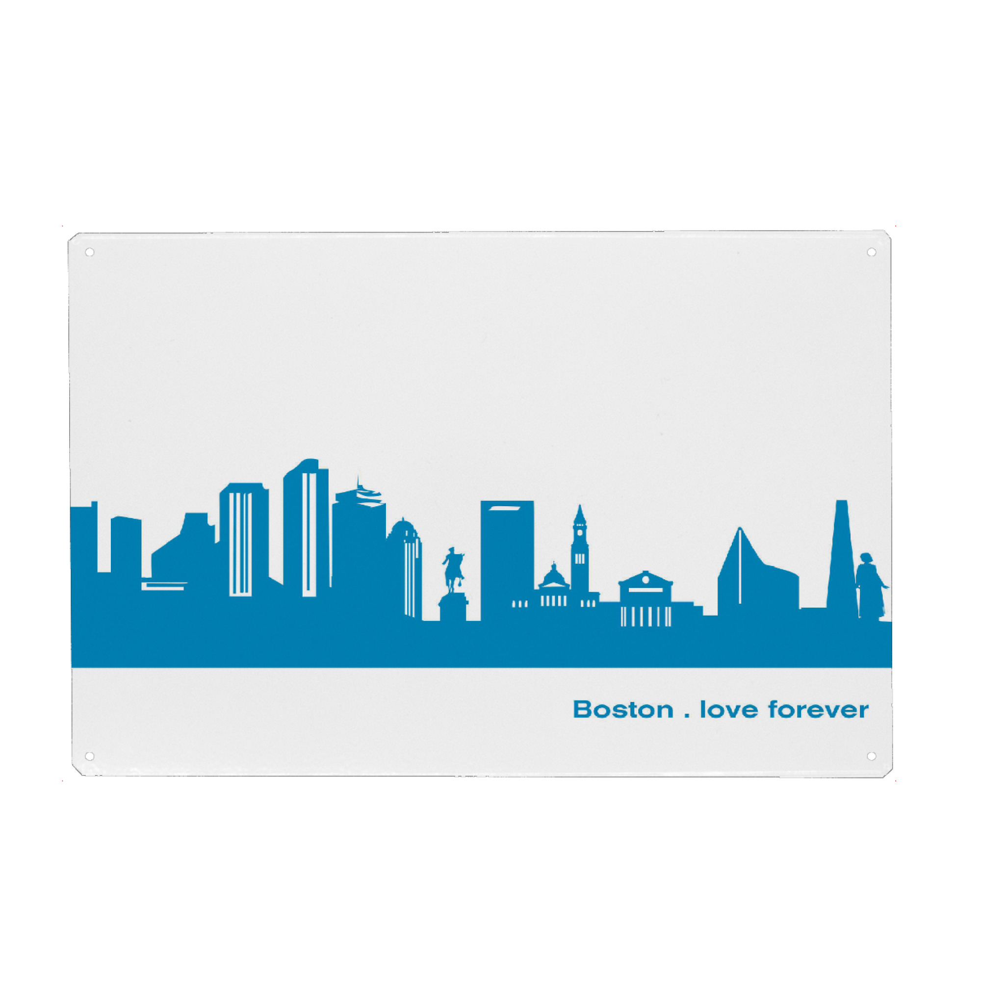 Metall Poster "BOSTON 05 Skyline Print monochrome Teal" artboxONE - Städte,Abstrakt,Städte / Boston