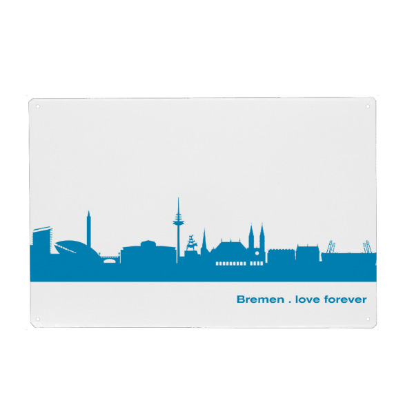 Metall Poster "BREMEN 05 Skyline Print monochrome Teal" artboxONE - Städte,Abstrakt,Architektur,Städte / Weitere