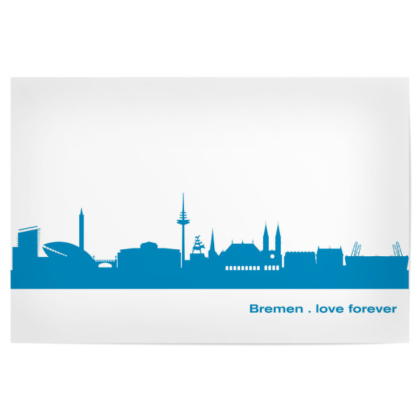 Poster 30x20 cm "BREMEN 05 Skyline Print monochrome Teal" artboxONE - Städte,Abstrakt,Architektur,Städte / Weitere