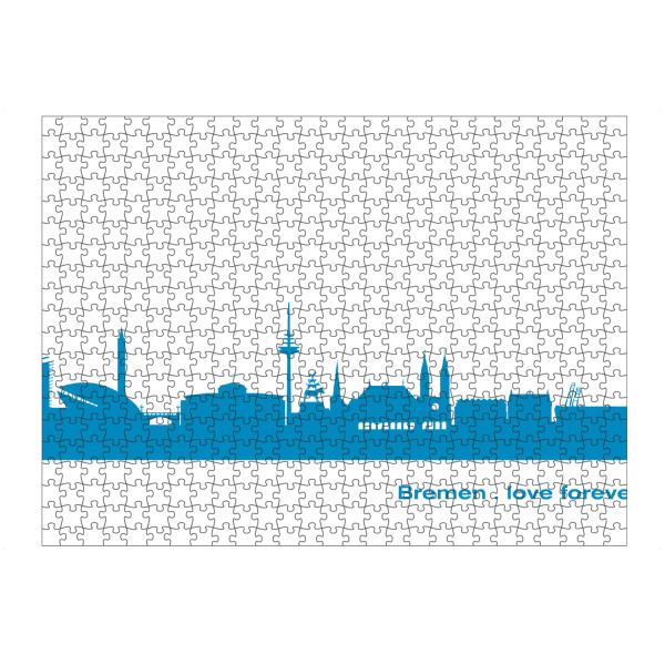 Puzzle Ravensburger "BREMEN 05 Skyline Print monochrome Teal" artboxONE - Städte,Abstrakt,Architektur,Städte / Weitere