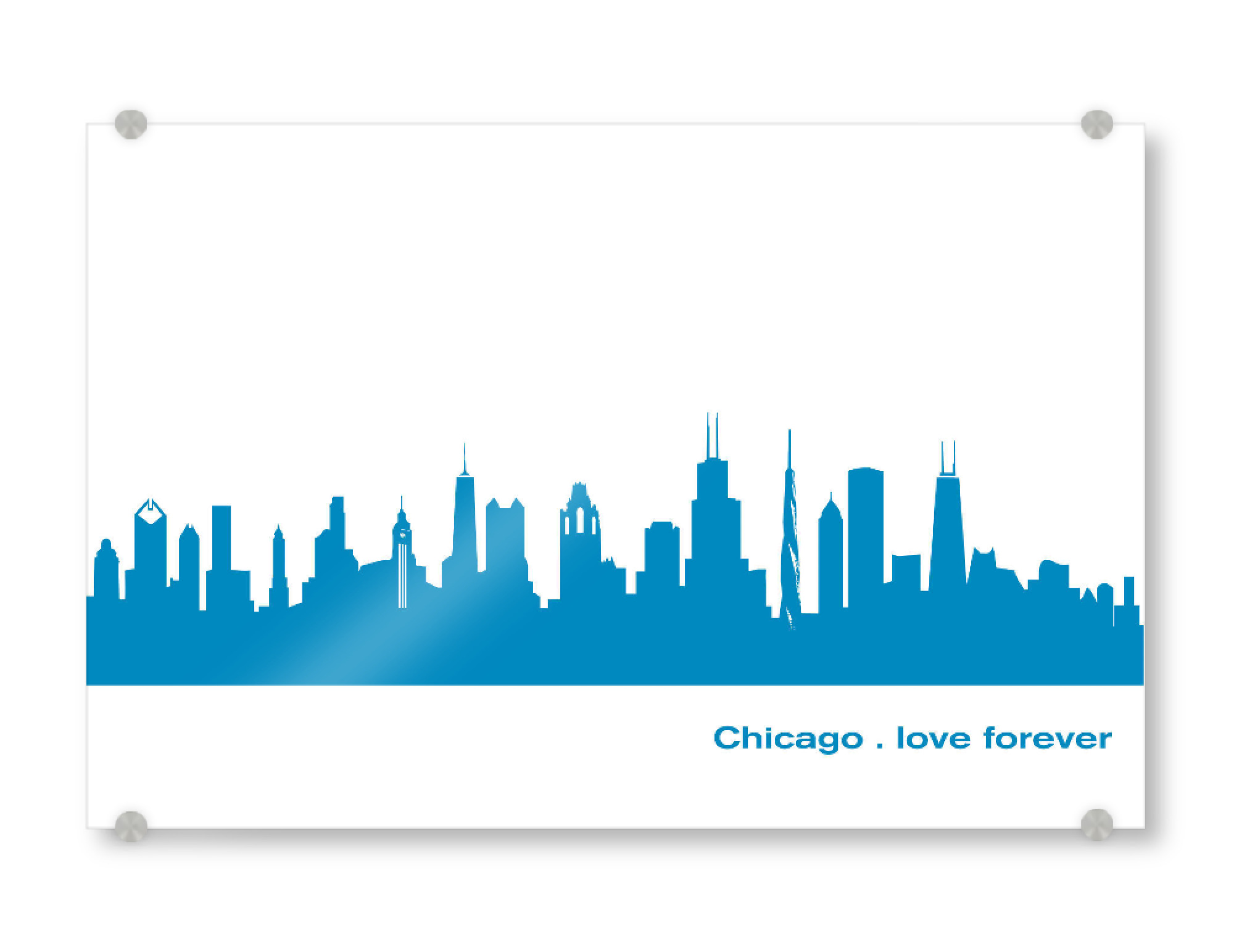 Acrylglasbild "CHICAGO 05 Skyline Print monochrome Teal" artboxONE - Städte,Abstrakt,Städte / Chicago