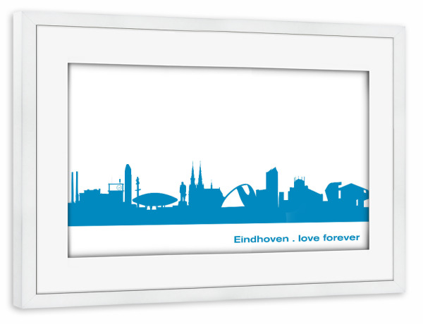 Poster mit Rahmen weiß "EINDHOVEN 05 Skyline Print monochrome Teal" artboxONE - Städte,Abstrakt,Architektur,Städte / Weitere