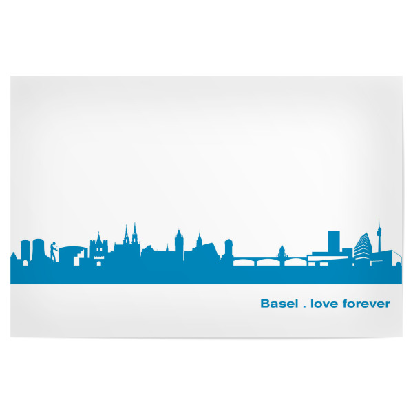 Poster 30x20 cm "BASEL 05 Skyline Print monochrome Teal" artboxONE - Städte,Abstrakt,Architektur,Städte / Weitere