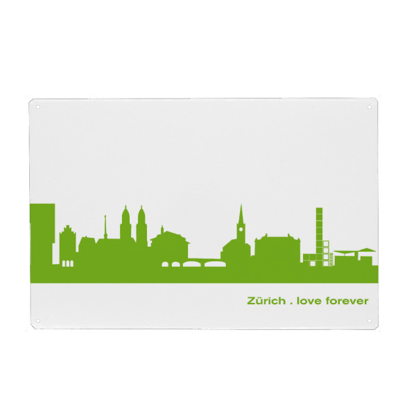 Holzbild "ZÜRICH 01 grüner Skyline-Print" artboxONE - Städte,Abstrakt,Architektur,Städte / Zürich