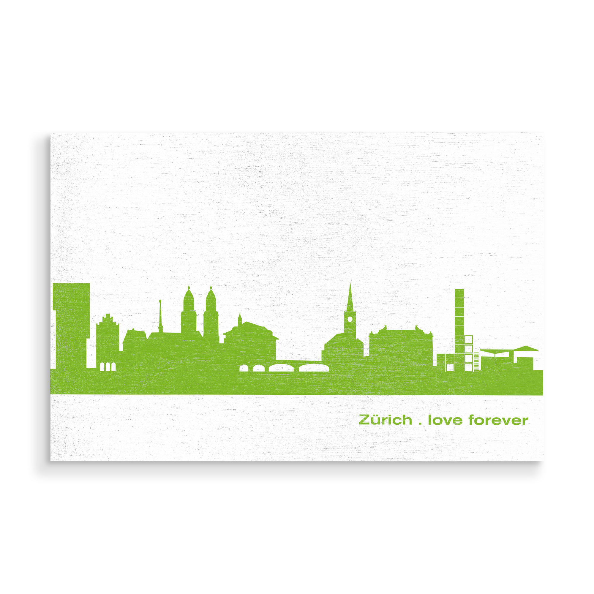 Holzbild "ZÜRICH 01 grüner Skyline-Print" artboxONE - Städte,Abstrakt,Architektur,Städte / Zürich