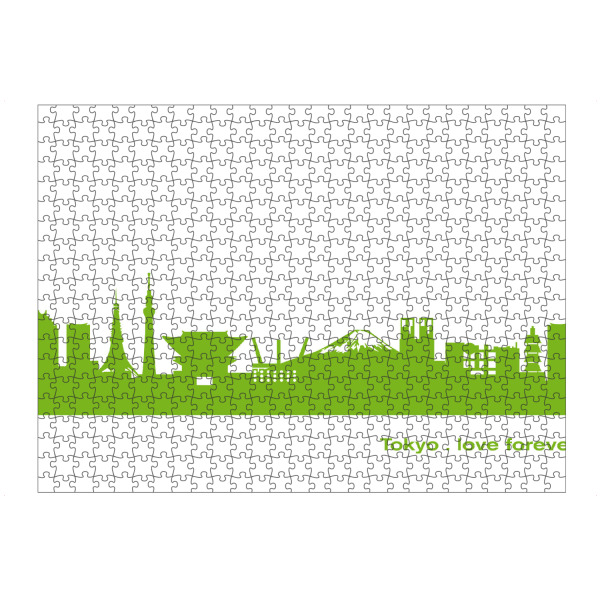 Puzzle Ravensburger "TOKIO 01 grüner Skyline-Print" artboxONE - Städte,Abstrakt,Architektur,Städte / Tokio