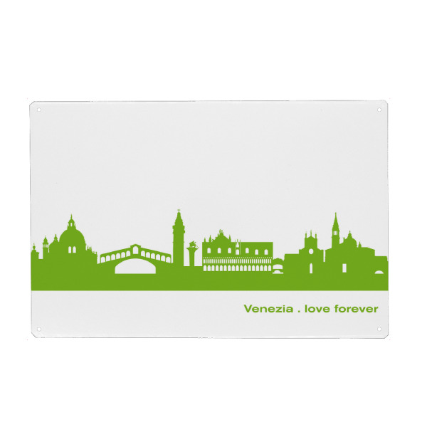 Holzbild "Venedig 01 grüner Skyline-Print" artboxONE - Städte,Abstrakt,Städte / Venedig