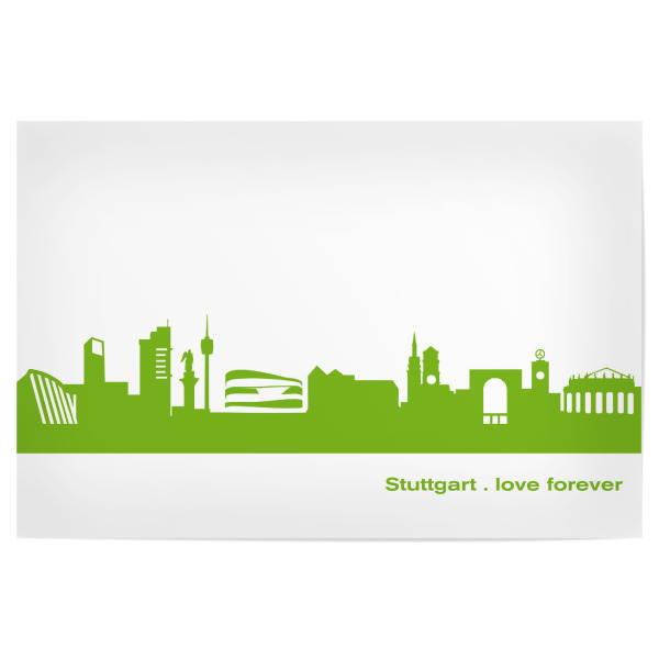 Poster 30x20 cm "STUTTGART 01 grüner Skyline-Print" artboxONE - Städte,Abstrakt,Architektur,Städte / Stuttgart