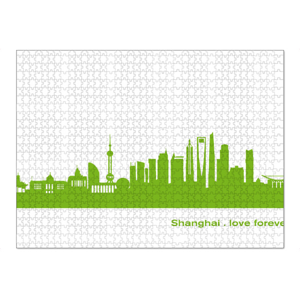 Puzzle Ravensburger "Shanghai 01 grüner Skyline-Print" artboxONE - Städte,Abstrakt,Architektur,Städte / Shanghai