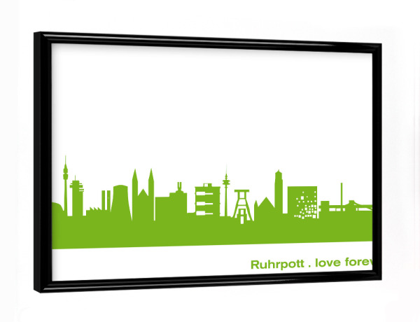 Poster mit schwarzem Rahmen "Ruhrpott 01 grüner Skyline-Print" artboxONE - Städte,Abstrakt,Architektur,Städte / Weitere
