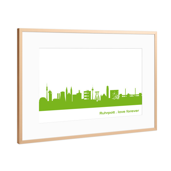Poster mit Rahmen Kupfer "Ruhrpott 01 grüner Skyline-Print" artboxONE - Städte,Abstrakt,Architektur,Städte / Weitere
