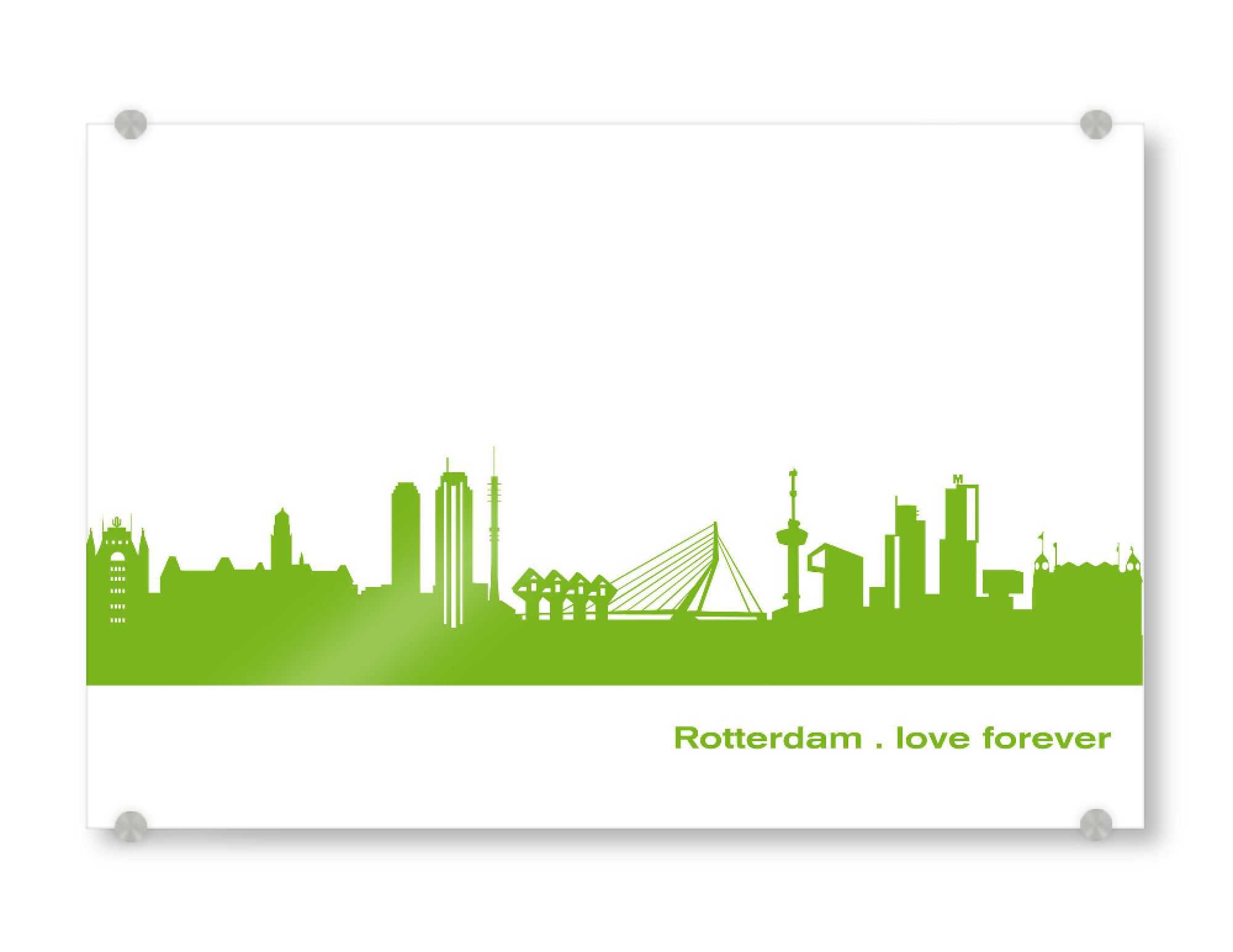Acrylglasbild "Rotterdam 01 grüner Skyline-Print" artboxONE - Städte,Abstrakt,Architektur,Städte / Weitere