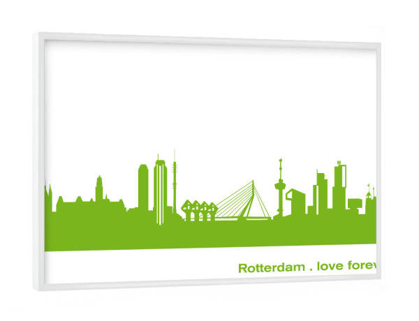 Poster mit weißem Rahmen "Rotterdam 01 grüner Skyline-Print" artboxONE - Städte,Abstrakt,Architektur,Städte / Weitere