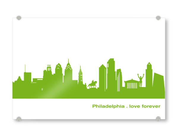 Acrylglasbild "Philadelphia 01 grüner Skyline-Print" artboxONE - Städte,Architektur,Städte / Weitere