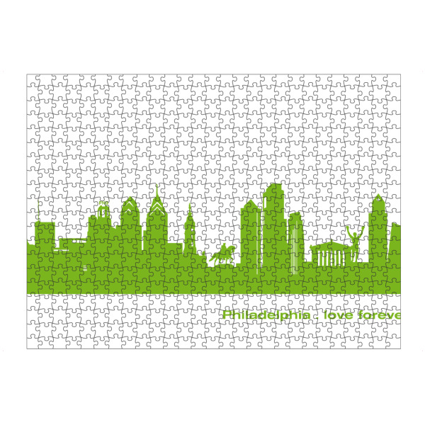 artboxONE Puzzle "Philadelphia 01 grüner Skyline-Print" artboxONE - Städte,Architektur,Städte / Weitere