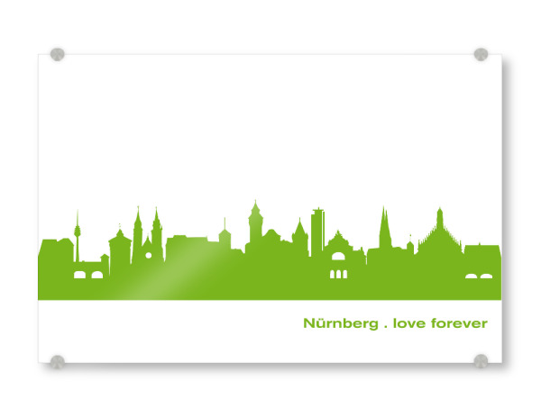 Acrylglasbild "Nürnberg 01 grüner Skyline-Print" artboxONE - Städte,Abstrakt,Architektur,Städte / Weitere