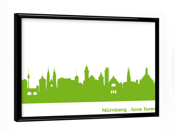 Poster mit schwarzem Rahmen "Nürnberg 01 grüner Skyline-Print" artboxONE - Städte,Abstrakt,Architektur,Städte / Weitere