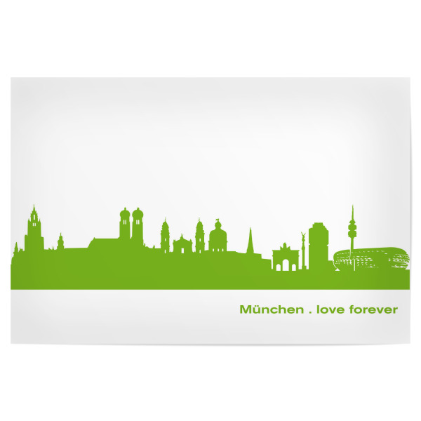 Poster "München 01 grüner Skyline-Print" artboxONE - Städte,Städte / München,Abstrakt,Architektur