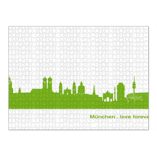 Puzzle Ravensburger "München 01 grüner Skyline-Print" artboxONE - Städte,Städte / München,Abstrakt,Architektur