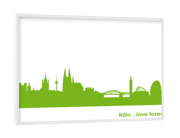 Poster mit weißem Rahmen "Köln 01 grüner Skyline-Print" artboxONE - Städte,Städte / Köln