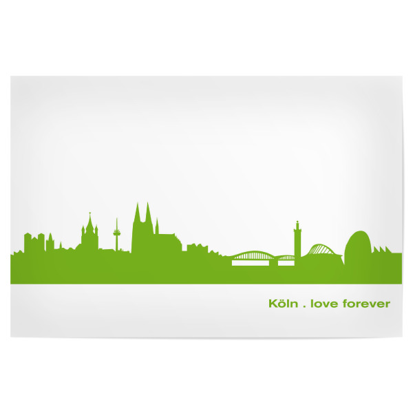 Poster 30x20 cm "Köln 01 grüner Skyline-Print" artboxONE - Städte,Städte / Köln