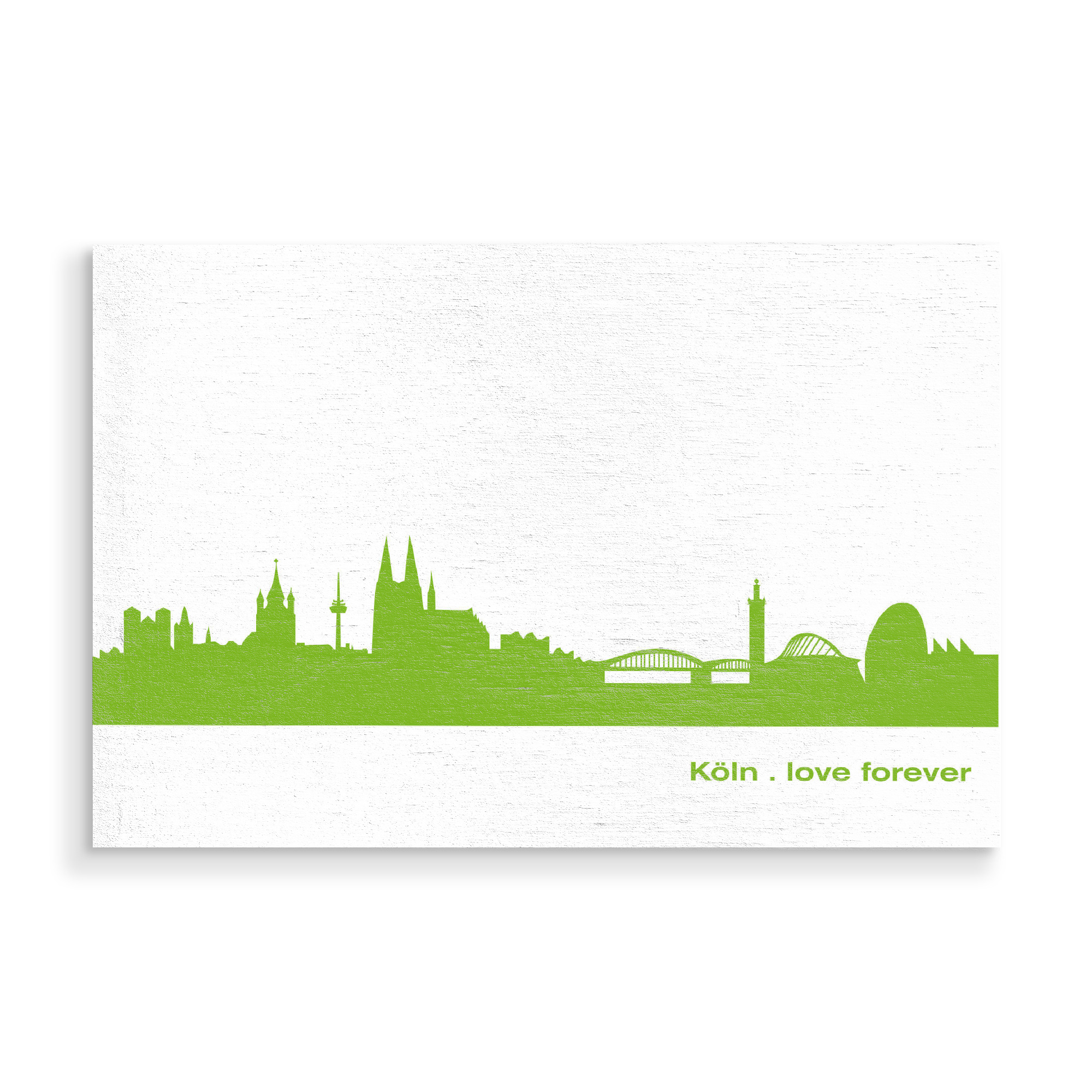 Holzbild "Köln 01 grüner Skyline-Print" artboxONE - Städte,Städte / Köln