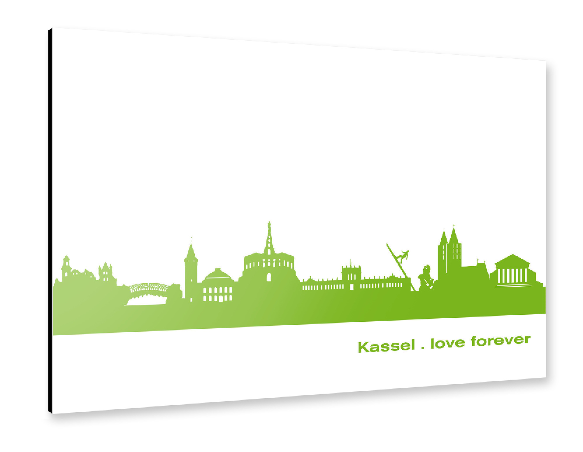 Alu-Dibond "Kassel 01 grüner Skyline-Print" 30x20 cm artboxONE