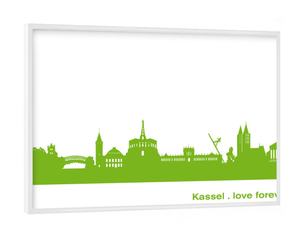 Poster mit weißem Rahmen "Kassel 01 grüner Skyline-Print" artboxONE - Städte,Abstrakt,Architektur,Städte / Weitere