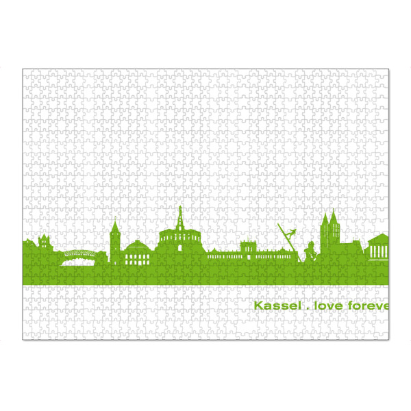 Puzzle Ravensburger "Kassel 01 grüner Skyline-Print" artboxONE - Städte,Abstrakt,Architektur,Städte / Weitere