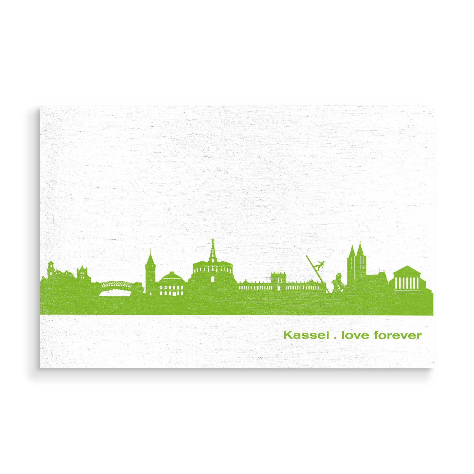 Holzbild "Kassel 01 grüner Skyline-Print" artboxONE - Städte,Abstrakt,Architektur,Städte / Weitere