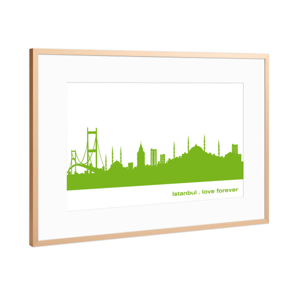 Poster mit Rahmen Kupfer "Istanbul 01 grüner Skyline-Print" artboxONE - Städte,Abstrakt,Architektur,Städte / Istanbul
