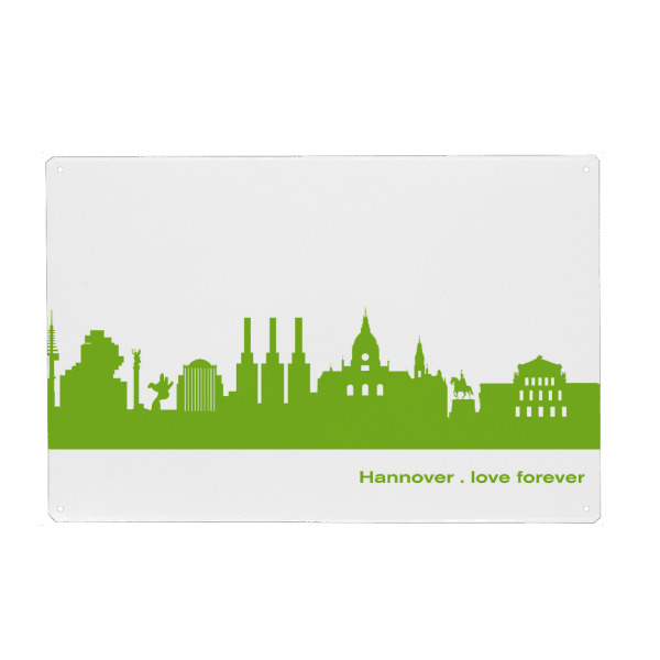 Holzbild "Hannover 01 grüner Skyline-Print" artboxONE - Städte,Abstrakt,Architektur,Städte / Weitere