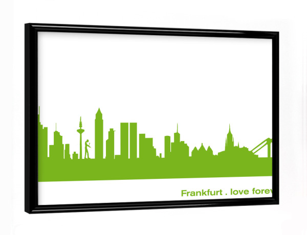 Poster mit schwarzem Rahmen "Frankfurt 01 grüner Skyline-Print" artboxONE - Städte,Abstrakt,Architektur,Städte / Frankfurt