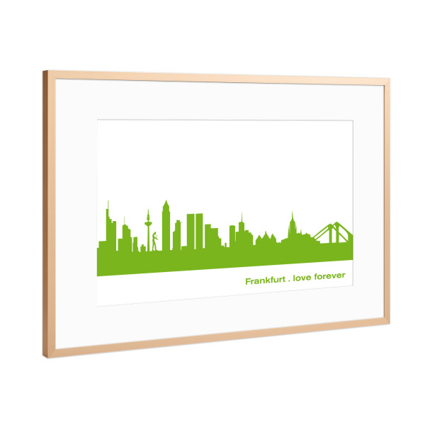 Poster mit Rahmen Kupfer "Frankfurt 01 grüner Skyline-Print" artboxONE - Städte,Abstrakt,Architektur,Städte / Frankfurt