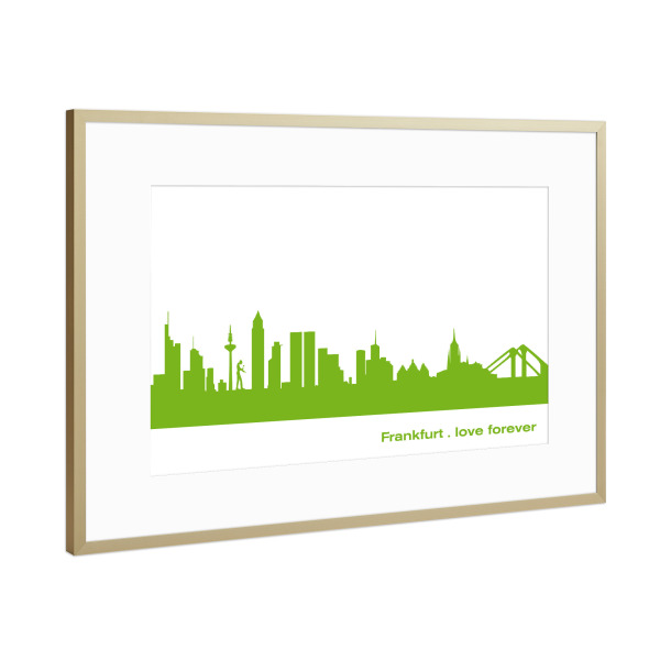Poster mit Rahmen Gold "Frankfurt 01 grüner Skyline-Print" artboxONE - Städte,Abstrakt,Architektur,Städte / Frankfurt