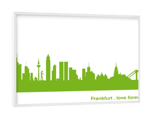 Poster mit weißem Rahmen "Frankfurt 01 grüner Skyline-Print" artboxONE - Städte,Abstrakt,Architektur,Städte / Frankfurt